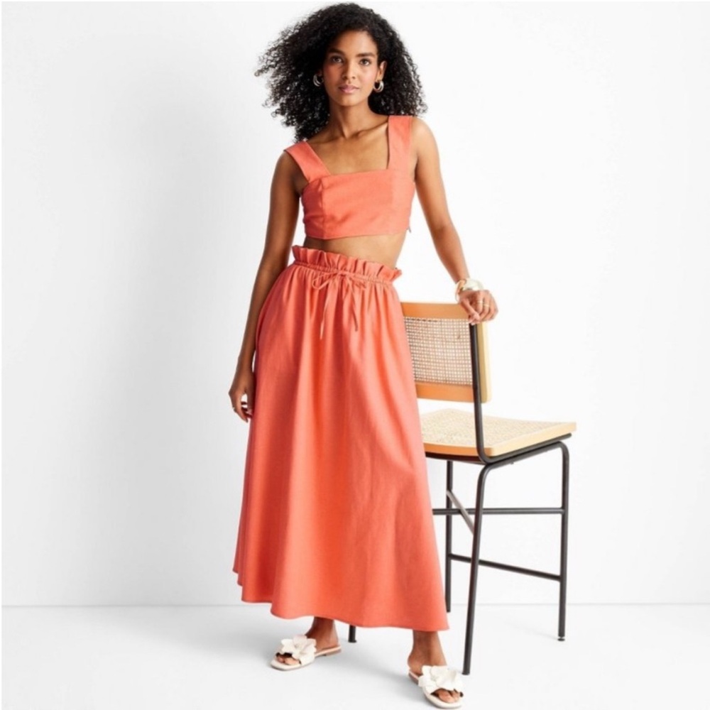 Women's Linen Square Neck Crop Top & Skirt - Future Collective Jenny K. Lopez